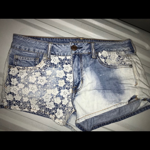 American Eagle Outfitters Pants - AMERICAN OUTFITTERS Jean shorts with white lace